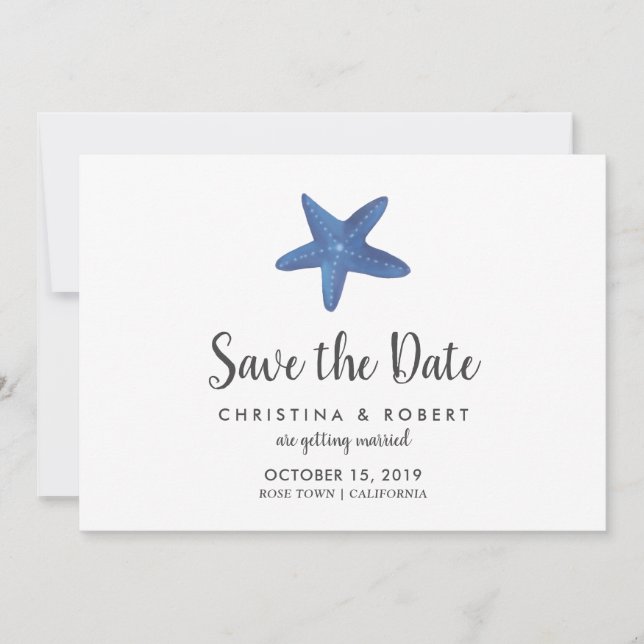 Invitation Étoile de mer | Mariage Océanique Enregistrer La D (Devant)