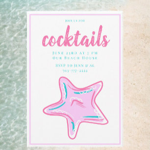 Invitation Étoile de mer rose prépa / Soirée cocktail plage
