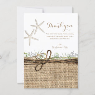Invitation Étoile de Mer Rustique Côtière Mariage Merci Canev