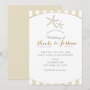Invitation Étoile de mer Tan rayé Moderne Minimal Mariage Pla