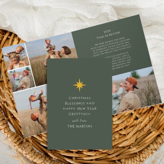 Invitation Étoile de Noël Année en revue Photo Collage (Créateur téléchargé)