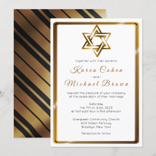 Invitation Etoile d'or métallique de David Mariage juif