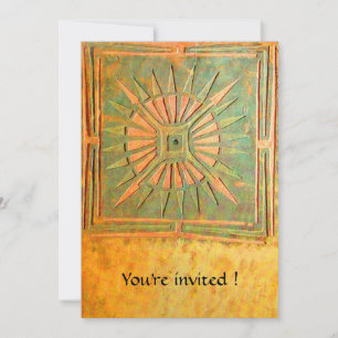 Invitation ÉTOILE DU MATIN, jaune vert antique, blanc