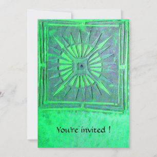 Invitation ÉTOILE DU MATIN  MONOGRAMME , vert clair brillant
