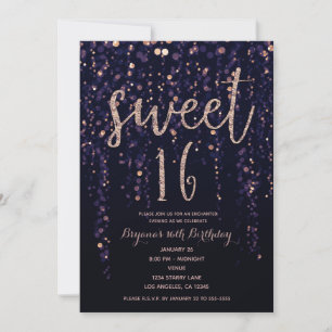 Invitation Étoile enchantée Lumière Purple & Gold Sweet 16 pa