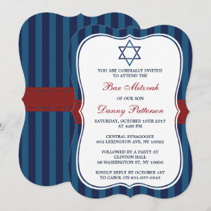 Invitation Etoile Juive Rouge, Blanc Et Bleu De David Bar Mit