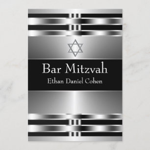 Invitation Étoile noire de David Bar Mitzvah en argent