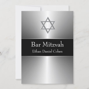 Invitation Étoile noire de David en argent Bar Mitzvah
