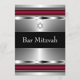 Invitation Étoile rouge noire de David Bar Mitzvah Modèle