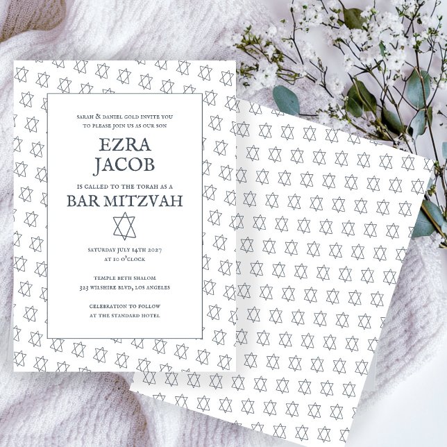 Invitation Étoile simple de David Custom B'nai Bat Bar Mitzva (Simple Star of David Custom B'nai Bat Bar Mitzvah Invitation
)