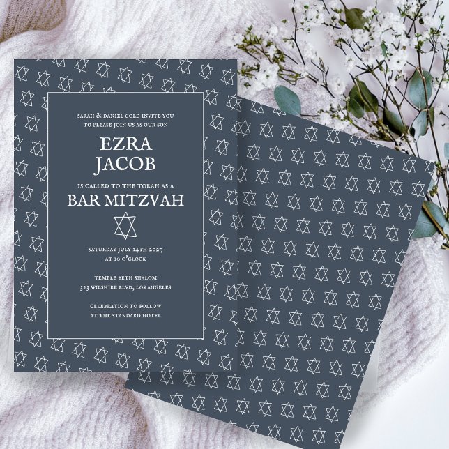 Invitation Étoile simple de David Custom B'nai Bat Bar Mitzva (Simple Star of David Custom B'nai Bat Bar Mitzvah Invitation
)