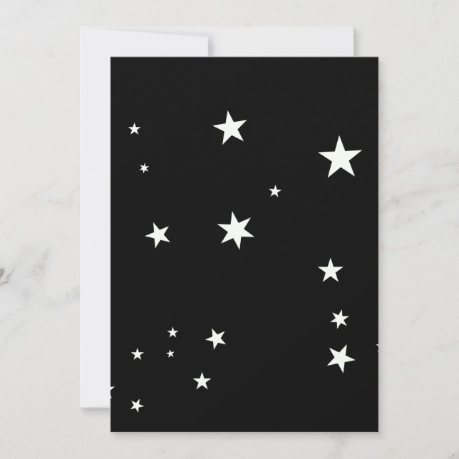 Invitation Étoiles blanches sur papier d'emballage noir (Devant)