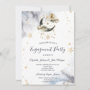 Invitation Étoiles célestes de lune d'or