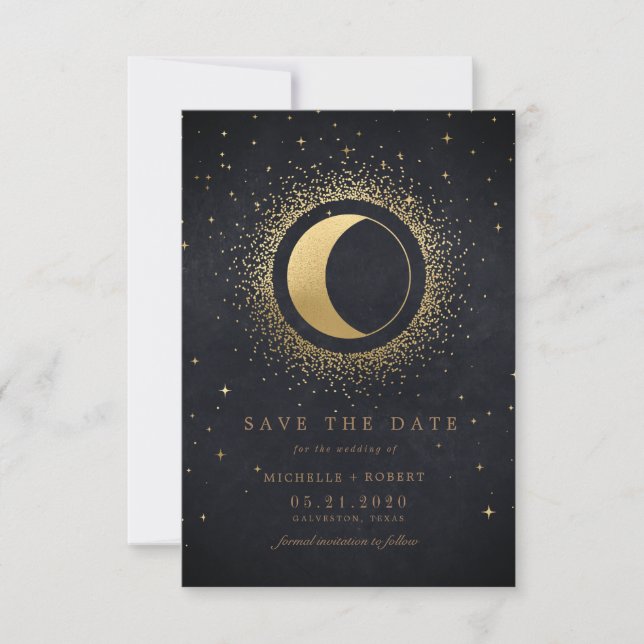 Invitation étoiles célestes de minuit Photo Save The Date (Devant)
