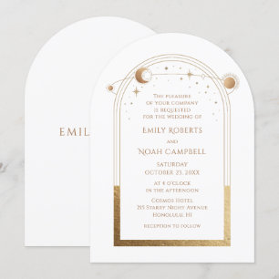 Invitation Étoiles célestes en or blanc
