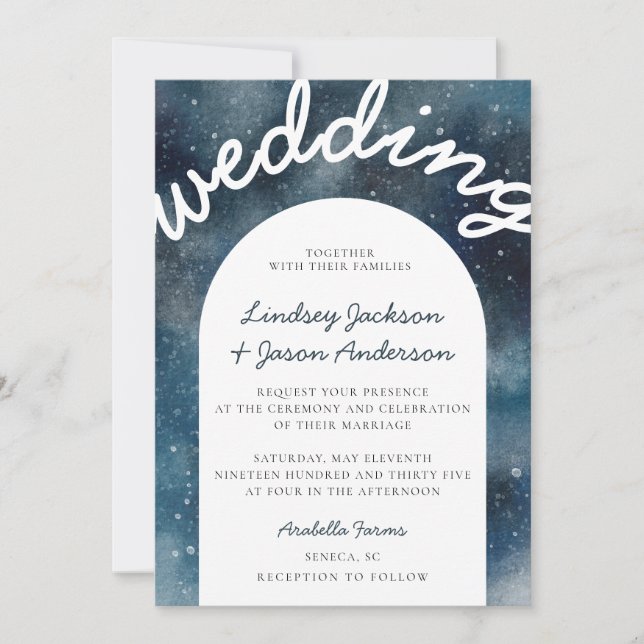 Invitation Étoiles célestes foncées Mariage bohémien rustique (Devant)
