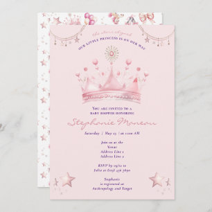 Invitation Étoiles célestes roses Baby shower aligné
