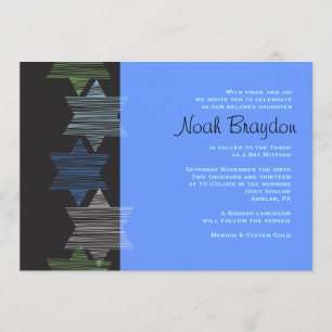 Invitation ÉTOILES CONNECTANT L'Invitation Bat mitzvah À La B