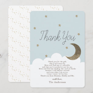 Invitation Etoiles & Crecsent Lune Bleu Baby shower Merci I