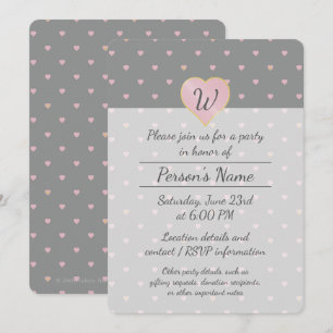 Invitation Étoiles dans les coeurs sur l'invitation Grey Part