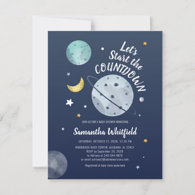 Invitation Étoiles de Baby shower de compte rendu de l'espace (Devant)