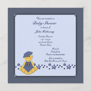 Invitation Étoiles de denim bleu pour bébé garçon