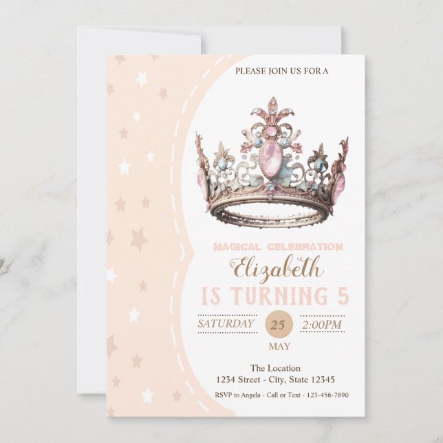 Invitation Étoiles de la princesse magique de la Couronne Ann (Devant)