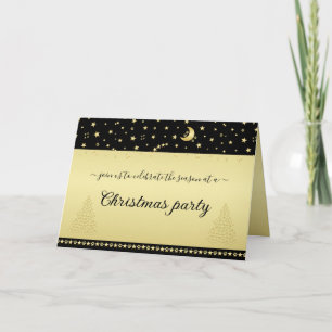 Invitation Etoiles de Noël brillantes or, pattes sur or et no
