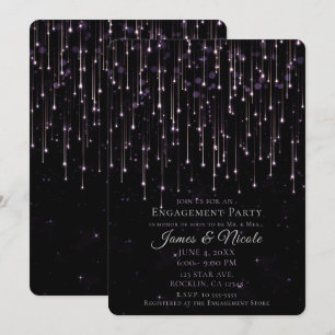 Invitation Étoiles de tirs étincelantes Violet Engagement Par