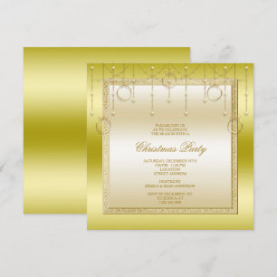 Invitation Étoiles délicates et anneaux de Noël en or Fête