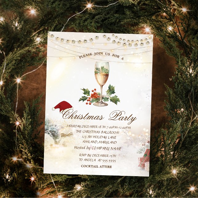 Invitation Etoiles d'or, Lumières, Noël de champagne de Berry (Créateur téléchargé)