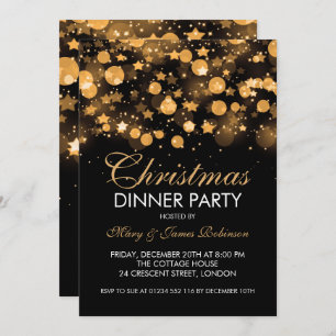 Invitation Étoiles d'or pour le dîner de Noël