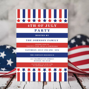 Invitation étoiles et bandes patriotiques 4 juille