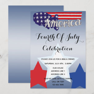 Invitation Étoiles et bandes patriotiques du 4 juillet