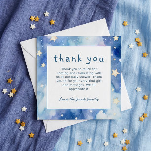 Invitation Etoiles et ciel de nuit baby shower bleu merci