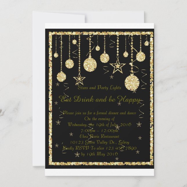 Invitation Étoiles et feux de fête (Devant)