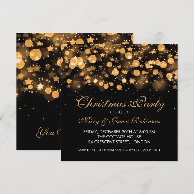 Invitation Étoiles et lumières de Noël (Devant / Derrière)