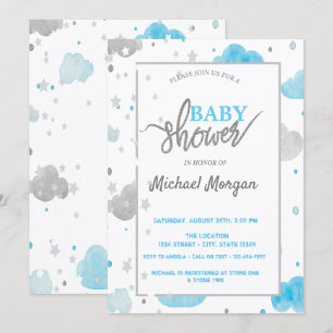 Invitation Étoiles et Nuages Baby Shower