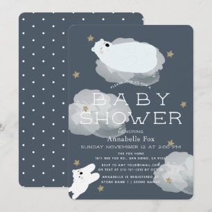 Invitation Étoiles et nuages Ours polaires Baby shower Invita