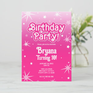 Invitation Étoiles étincelantes rose pâle et chaude fête d'an