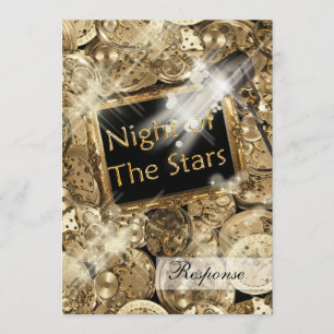 Invitation étoiles Hollywood noir or