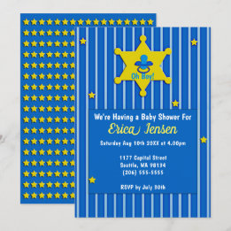 Invitation Etoiles Jaunes et Pacifier Baby Boy Douche