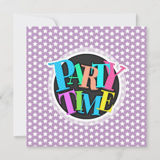 Invitation Étoiles Lavande violette et blanche (Devant)