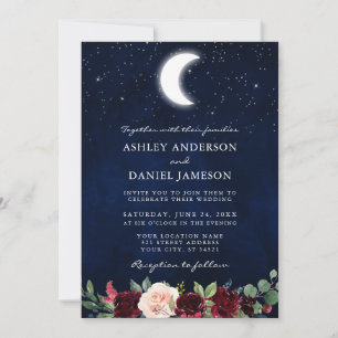 Invitation Étoiles Mariages célestes de lune Floral