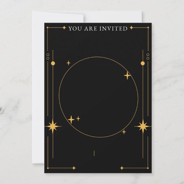 Invitation Étoiles Noir et Or Vierge personnalisable (Devant)
