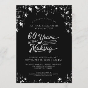 Invitation Étoiles noires et or pour le 60e anniversaire 40 A