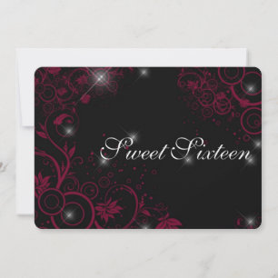 Invitation Étoiles profondes rose et noire Étoiles Sweet sixt