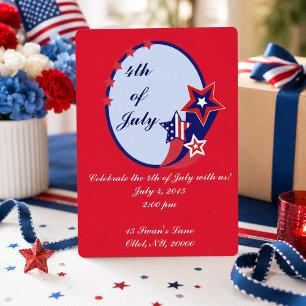 Invitation Étoiles rouges, blanches et bleues pour la fête du