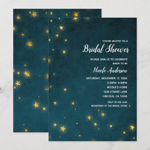 Invitation Étoiles scintillantes dorées Ciel céleste Baby Sho