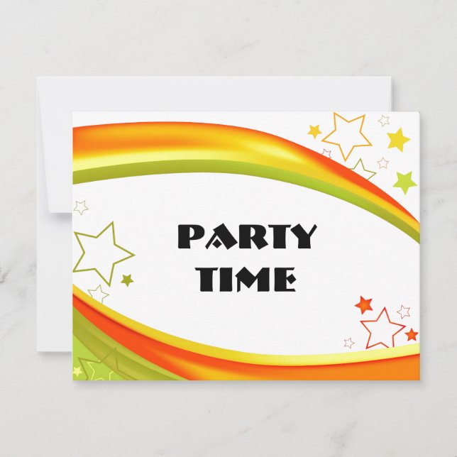 Invitation Étoiles vertes et orange (Devant)